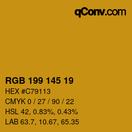 Color code: RGB 199 145 19 | qconv.com