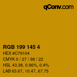 Color code: RGB 199 145 4 | qconv.com