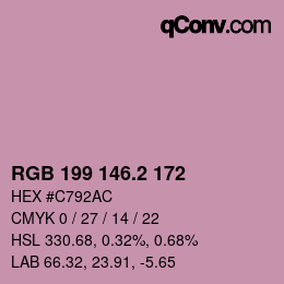 カラーコード: RGB 199 146.2 172 | qconv.com