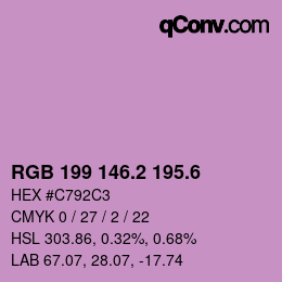 カラーコード: RGB 199 146.2 195.6 | qconv.com