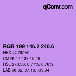 カラーコード: RGB 199 146.2 240.6 | qconv.com