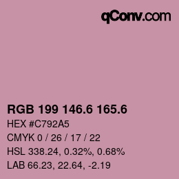 カラーコード: RGB 199 146.6 165.6 | qconv.com