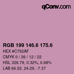 カラーコード: RGB 199 146.6 175.6 | qconv.com