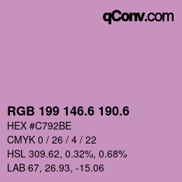 カラーコード: RGB 199 146.6 190.6 | qconv.com