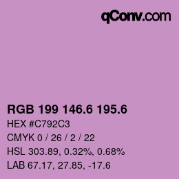 カラーコード: RGB 199 146.6 195.6 | qconv.com