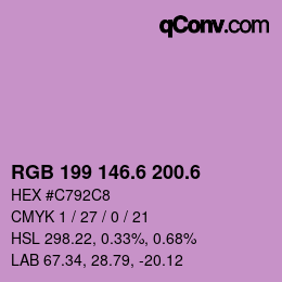 カラーコード: RGB 199 146.6 200.6 | qconv.com