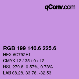 カラーコード: RGB 199 146.6 225.6 | qconv.com