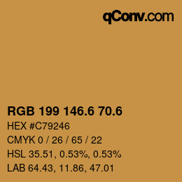 カラーコード: RGB 199 146.6 70.6 | qconv.com