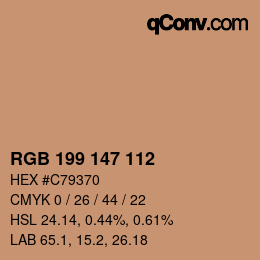 Color code: RGB 199 147 112 | qconv.com