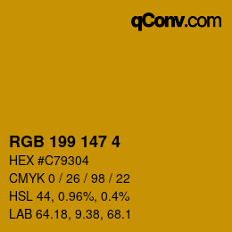 Color code: RGB 199 147 4 | qconv.com