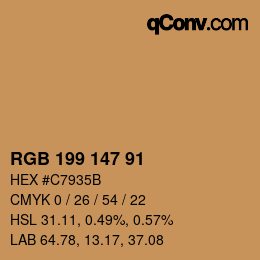 Color code: RGB 199 147 91 | qconv.com