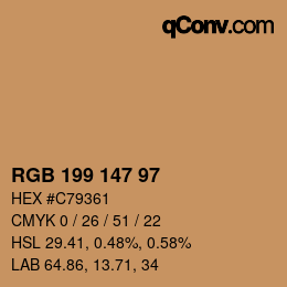 Color code: RGB 199 147 97 | qconv.com