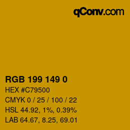 Color code: RGB 199 149 0 | qconv.com