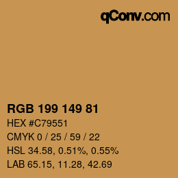 颜色代码: RGB 199 149 81 | qconv.com