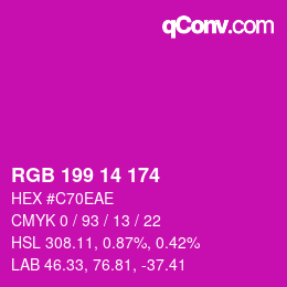 カラーコード: RGB 199 14 174 | qconv.com