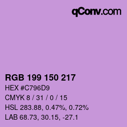 颜色代码: RGB 199 150 217 | qconv.com