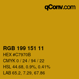 Color code: RGB 199 151 11 | qconv.com
