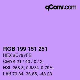 Color code: RGB 199 151 251 | qconv.com