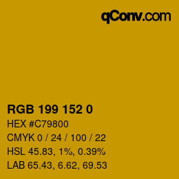 カラーコード: RGB 199 152 0 | qconv.com
