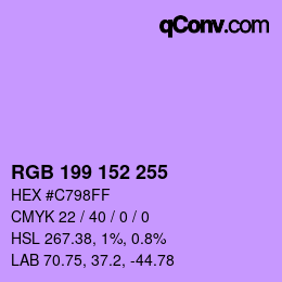 Color code: RGB 199 152 255 | qconv.com