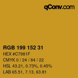 Color code: RGB 199 152 31 | qconv.com