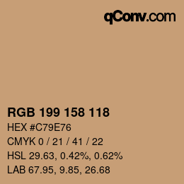 カラーコード: RGB 199 158 118 | qconv.com
