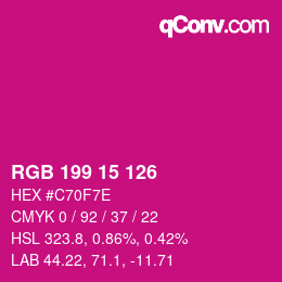 Color code: RGB 199 15 126 | qconv.com