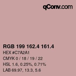カラーコード: RGB 199 162.4 161.4 | qconv.com