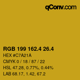 カラーコード: RGB 199 162.4 26.4 | qconv.com