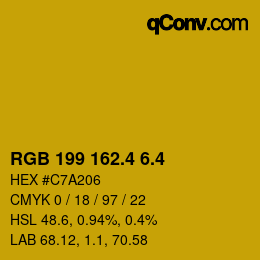 カラーコード: RGB 199 162.4 6.4 | qconv.com