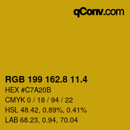 カラーコード: RGB 199 162.8 11.4 | qconv.com
