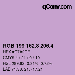 カラーコード: RGB 199 162.8 206.4 | qconv.com