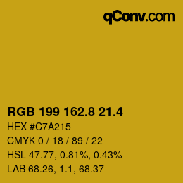 カラーコード: RGB 199 162.8 21.4 | qconv.com