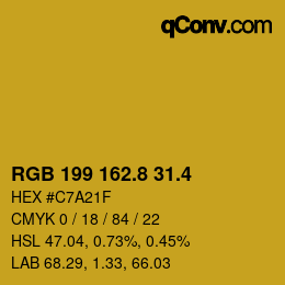 カラーコード: RGB 199 162.8 31.4 | qconv.com