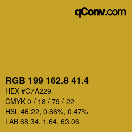 カラーコード: RGB 199 162.8 41.4 | qconv.com
