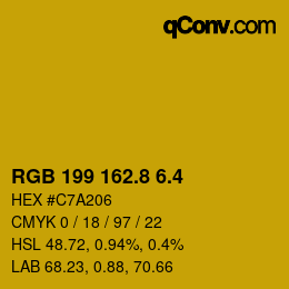 カラーコード: RGB 199 162.8 6.4 | qconv.com