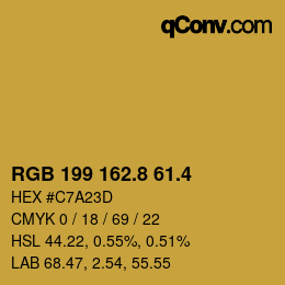 カラーコード: RGB 199 162.8 61.4 | qconv.com