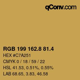 カラーコード: RGB 199 162.8 81.4 | qconv.com