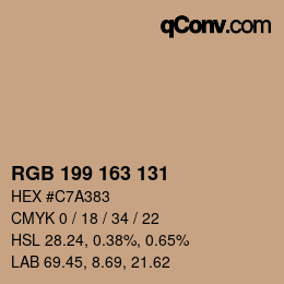 Color code: RGB 199 163 131 | qconv.com