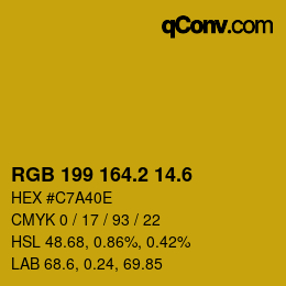 カラーコード: RGB 199 164.2 14.6 | qconv.com
