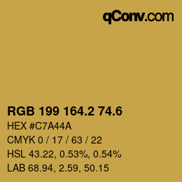 カラーコード: RGB 199 164.2 74.6 | qconv.com