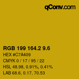 カラーコード: RGB 199 164.2 9.6 | qconv.com
