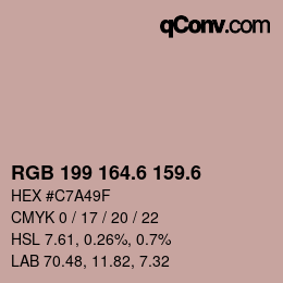 カラーコード: RGB 199 164.6 159.6 | qconv.com