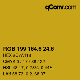カラーコード: RGB 199 164.6 24.6 | qconv.com