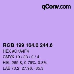 カラーコード: RGB 199 164.6 244.6 | qconv.com
