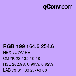 カラーコード: RGB 199 164.6 254.6 | qconv.com