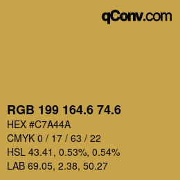 カラーコード: RGB 199 164.6 74.6 | qconv.com