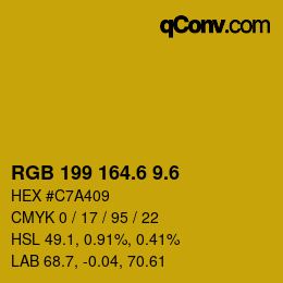 カラーコード: RGB 199 164.6 9.6 | qconv.com