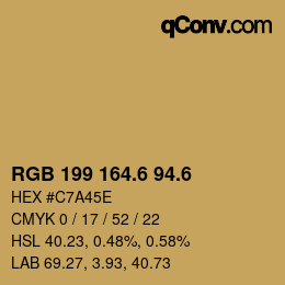 カラーコード: RGB 199 164.6 94.6 | qconv.com