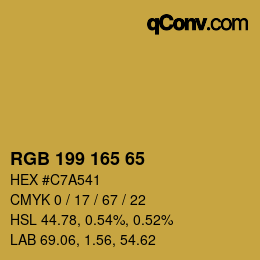 カラーコード: RGB 199 165 65 | qconv.com